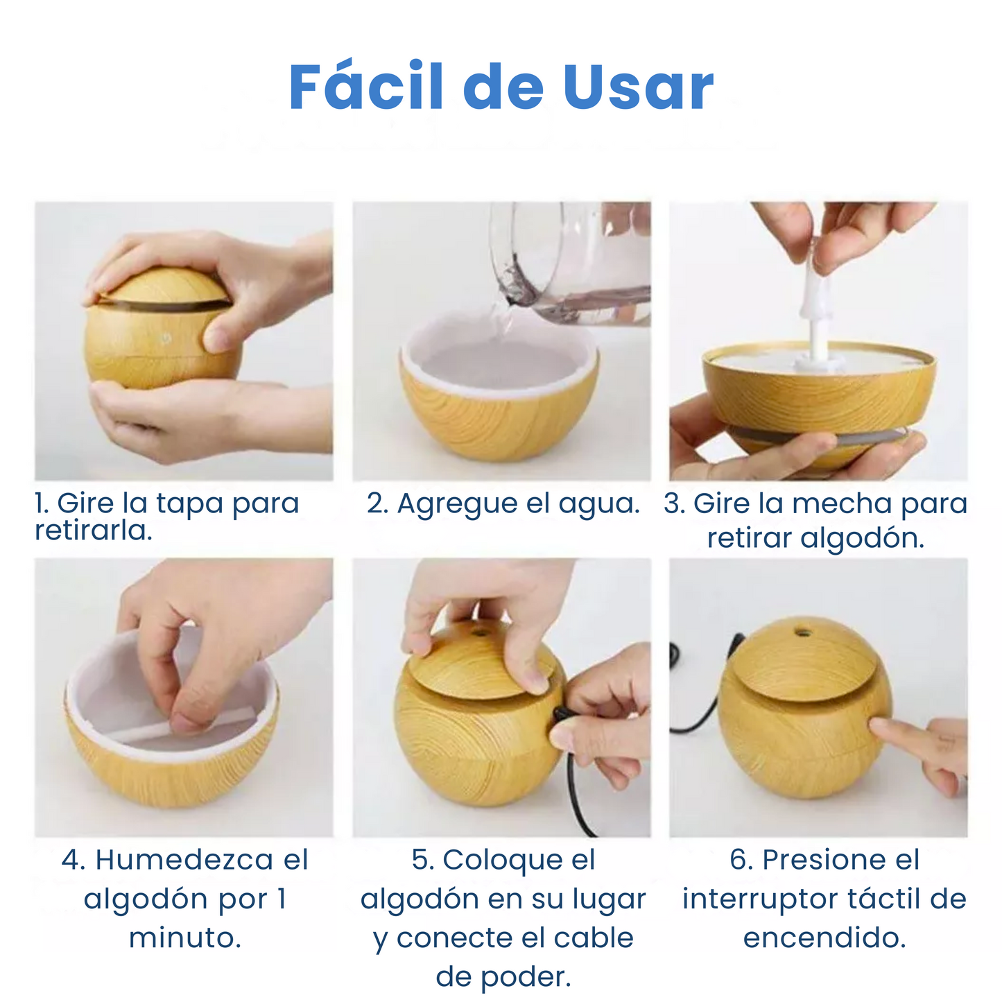 Humificador Ultrasónico Redondo Tipo Madera